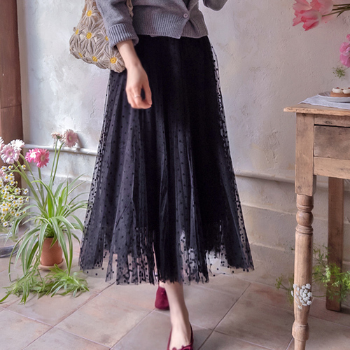 Like Bean Spring Dot Mapsi Line 乐团 网纱裙 [尺码：F(55~66)]