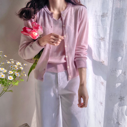 Roenti 纯色春季开衫和 Nashi 套装 [尺码：F (55~66)]