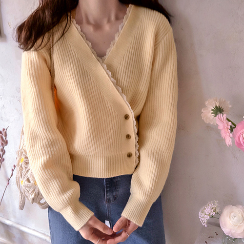 Stella Bean 波浪蕾丝春季围裹针织衫 [尺码:F(55~66)]