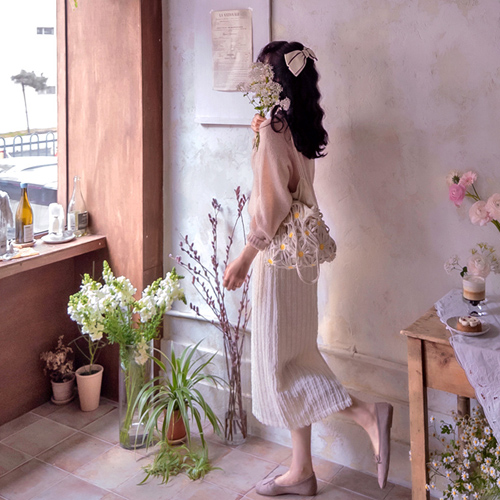 Frania 3D 春季印花宽松半身裙 [尺码：F(55~66)]