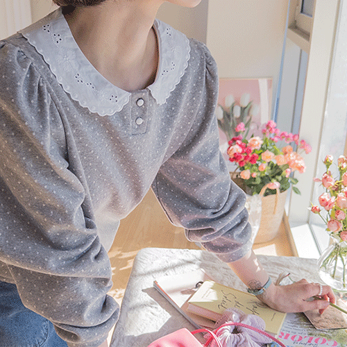 Innis Romantic Mood Round Lace Collar 圆点运动衫T恤 [size: F(55~66)]