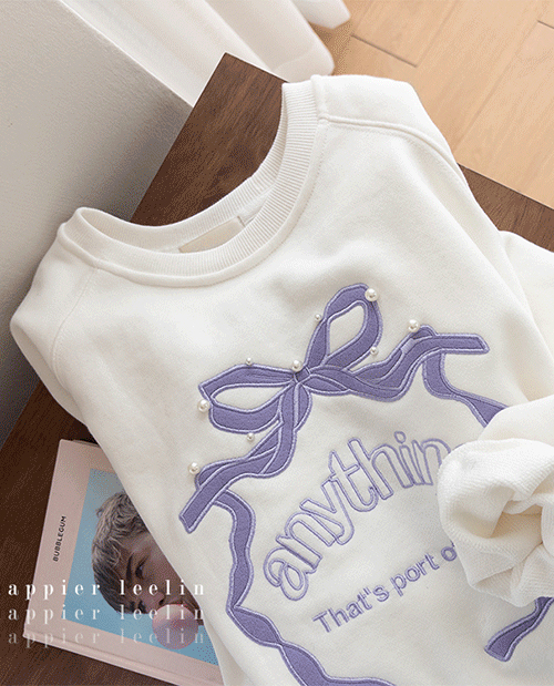 Poen蝴蝶结刻字关键点运动衫T恤【尺码:F(55~66)】