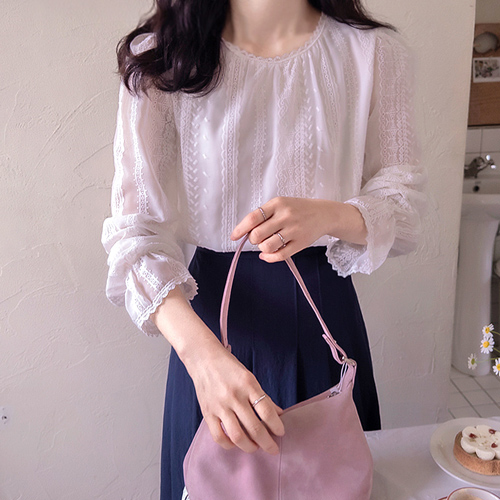 娇韵诗春日刺绣优雅女士衬衫 [尺码：F (55~66)]