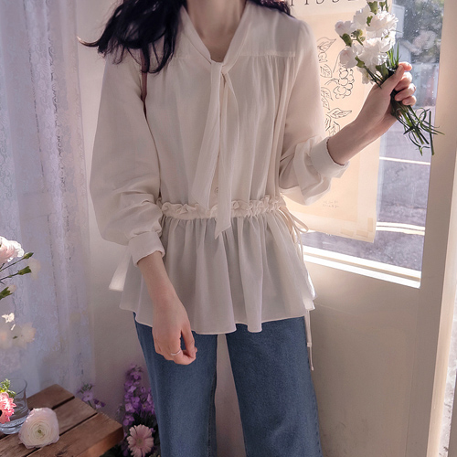 【新品特价，立减5000韩元】 <FONT color=#5a3954>MADE LIN</font> Bune 串系长款衬衫【尺码：F (55~66)】