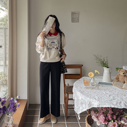 【超值优惠 6,000 韩元】 <FONT color=#5a3954>MADE LIN</font>超舒适罗纹半阔腿裤【尺码:S,M,L,XL】