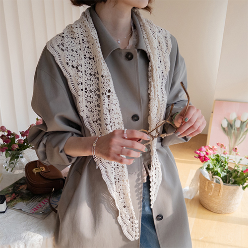 [LABEL] Melid奢华蕾丝披巾套装食物衣服呢子大衣[size:F(55~77)]