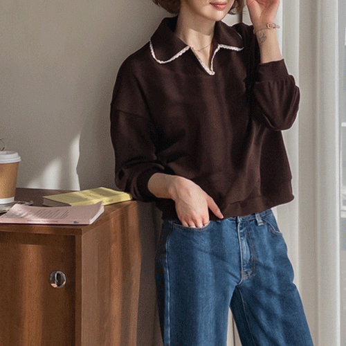 【特价30% ★数量有限】 <FONT color=#5a3954>MADE LIN</font> Solen 蕾丝 团队领舒适T恤 [尺码：女款(55~66)]