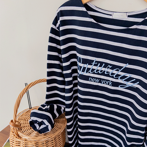 Robney 常规版型字母条纹T恤 [尺码：女款(55~66)]