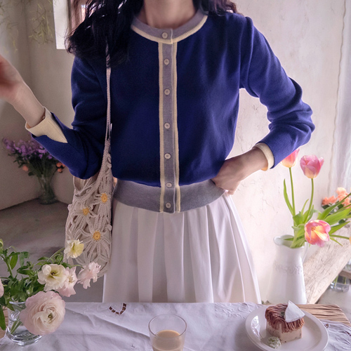 Frenchie Spring-Spring 撞色软袖撞色刺绣衬衫 [尺码：F(55~66)]