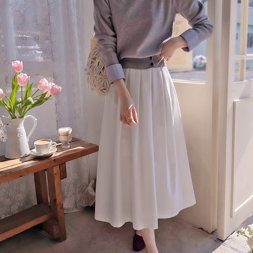 【LABEL】【NEW】Milena 褶裥香港/喇叭裙 全后腰长袖 [尺码：F(55~66),L(77)]