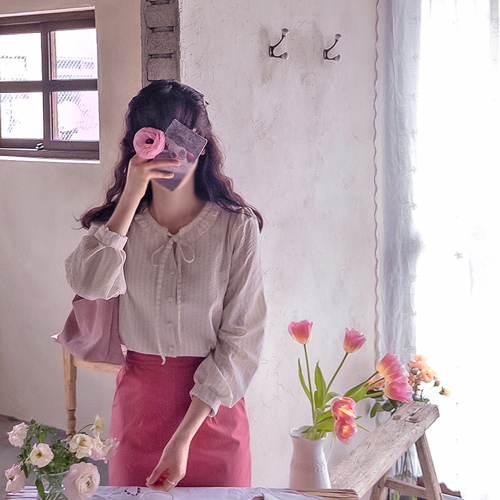 [LABEL] Ansuga Til Bom Bom ST 可爱分享领精致女式衬衫 [尺码：F,1]