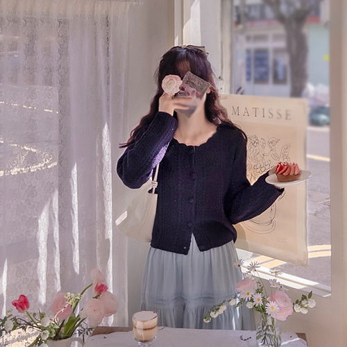 Schwink 可爱波浪领圆扣优雅开襟连衣裙 [尺码：F(55~66)]