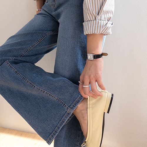 【新品特价：立减10,000韩元】 <FONT color=#5a3954>MADE PREMIUM</font> Ditto 半阔腿牛仔裤【尺码：S、M、L、XL】