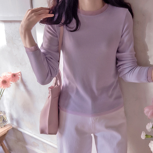 春日浪漫网纱彩色柔软弹力T恤 [尺码：F(55~66), L(77)]