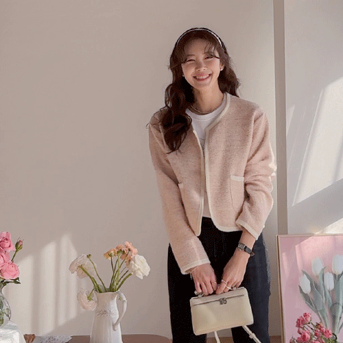 奢华冰淇淋色系纯色夹克开衫 [尺码：F (55~66)]