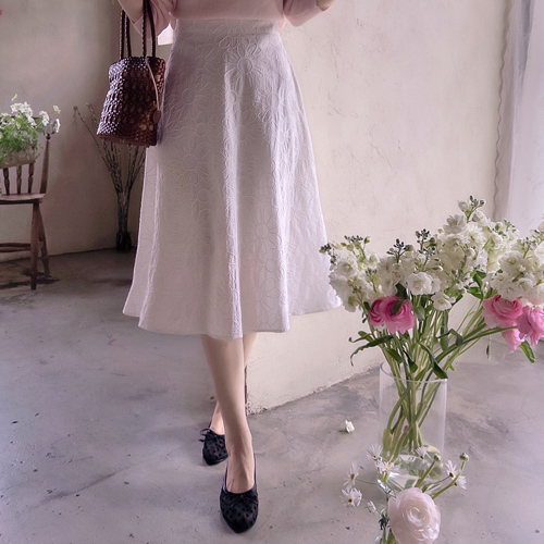 Canvia Flower Embroidery Pretty Line 乐团裙子 [尺码: F(55), L(66~77)]