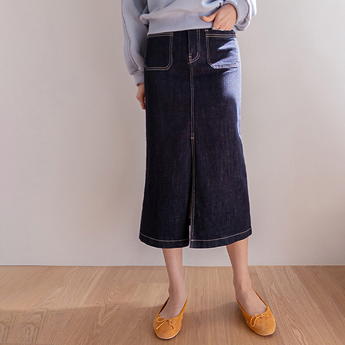 【无需担心掉色】香味不褪色前开衩牛肉条纹裙【尺码：S、M、L、XL】