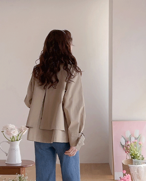 Adelia A字型搭扣褶裥插肩袖 [尺码：F(55~66.5)]