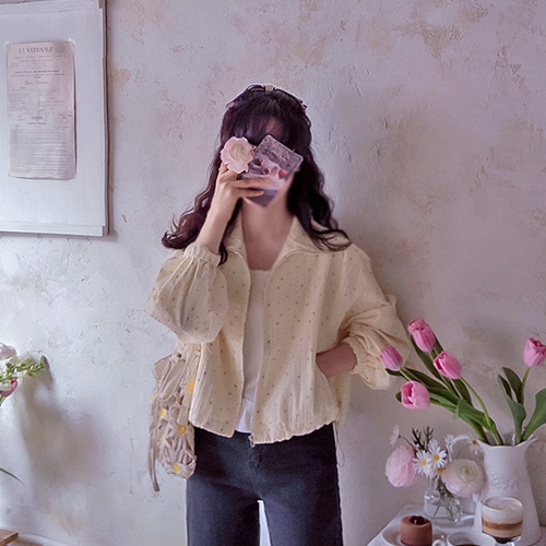 Vernis Flower 可爱春季粉彩轻薄拉链套头衫 [尺码：F(55~66)]