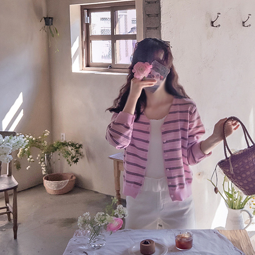 Roberts 春季条纹精致柔软开襟衬衫 [尺码：F(55~77)]