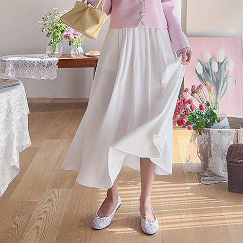 Nadia 褶裥 A 字后摆弹力口袋半身裙 [尺码：F (55~66.5)]