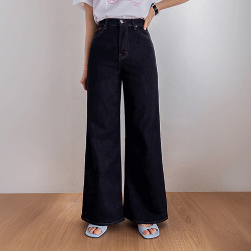 [氨纶混纺] 活力半阔腿靴型原色牛仔裤 [尺码：S、M、L]