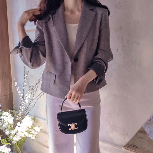 Anne Clara 圆点袖撞色腰带奢华套装 [尺码：F(55~66)]