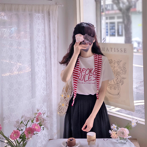 Enbroke 英式刺绣弹力T恤和裹身裙套装 [尺码：F(55~66)]