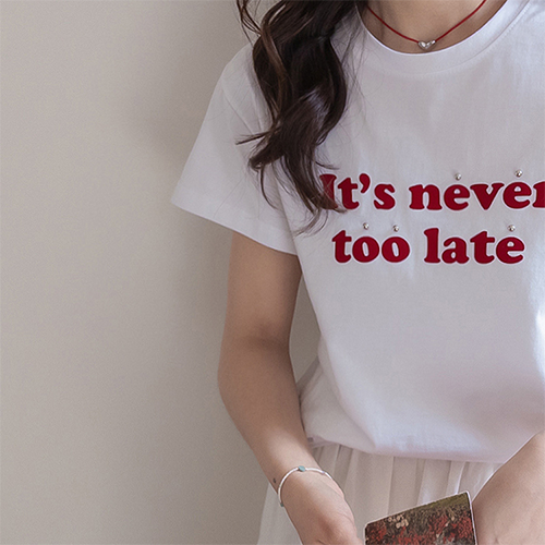 Duris字母印花铆钉丝绸T恤 [尺码：F(55~66)]