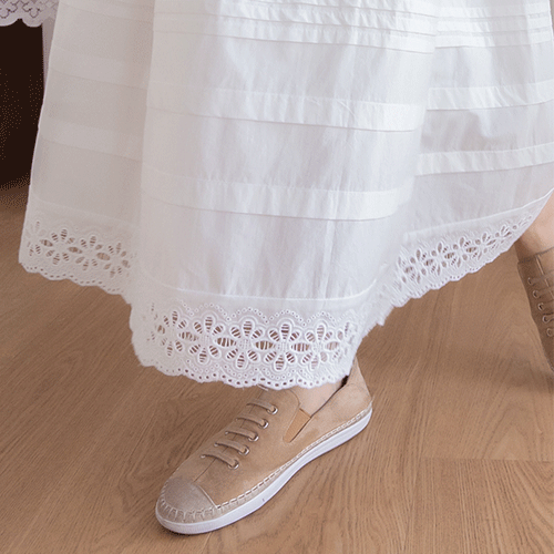 Leila 褶皱细节蕾丝边半身裙 [尺码：F(55~66.5)]