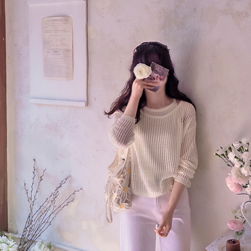 Crunchia 可爱网纱针织无袖套装 [尺码：F(55~66)]