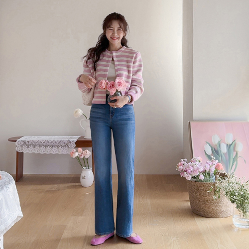 Saireun 可爱条纹开衫 [size: F(55~66)]