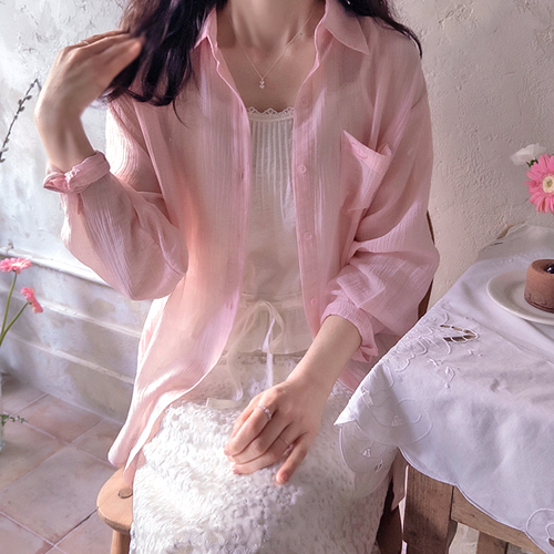 【春季新品20%折扣】 <FONT color=#5a3954>MADE LIN</font>天丝口袋透气春季防晒女式衬衫【尺码:F(55~66), L(77~88)】