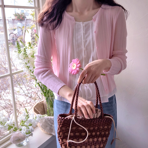 [LABEL] Stephanie 粘胶粉罗纹图案衬衫 [尺码：F(55~66)]