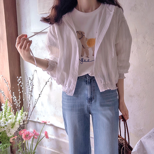 动感条纹春夏烟灰色轻薄腰带外套 [尺码：F(55~66)]