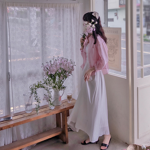 Sandia 肩带飘逸修身优雅半身裙 [尺码：F(55~66)]