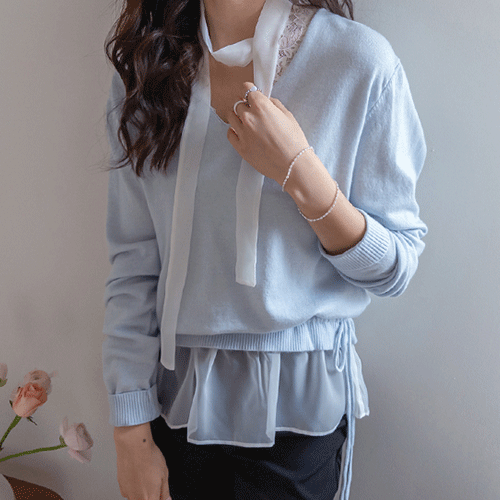 Chloena吊带套装系带雪纺衬衫[尺码：F(55~66)]