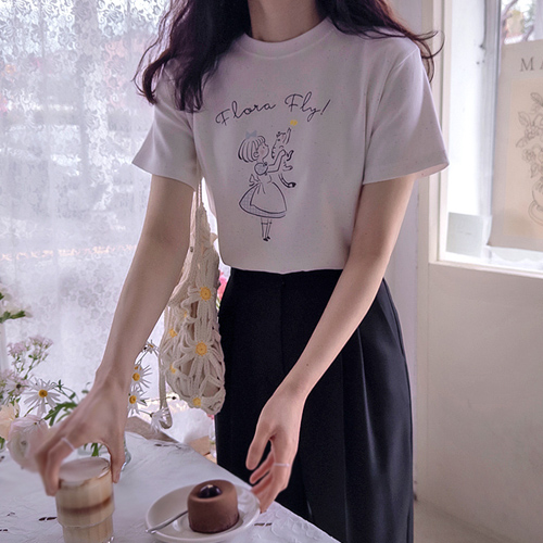 Shuendia 可爱女童混色弹力T恤 [尺码：F(55~66)]