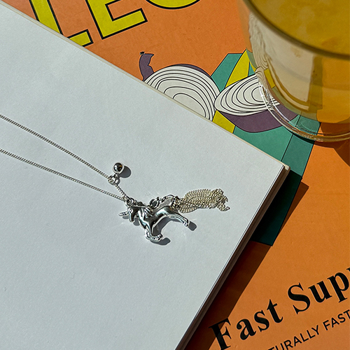 独角兽银色长项链