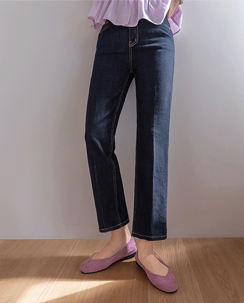 【不褪色/不掉色】显腿长直筒牛仔裤【尺码：S、M、L】