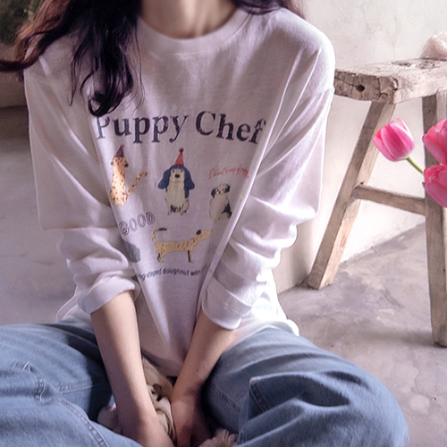 Schwintz 可爱小狗高品质T恤纱线T恤[尺码：F(55~66)]