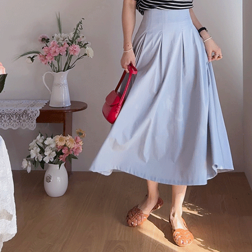 Ruina 后背收褶弹力全A字喇叭裙 [尺码：F(55~66.5)]