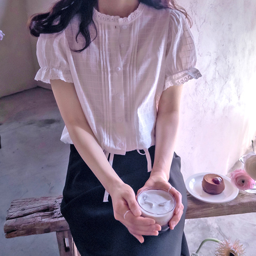 纯方形爱心波浪项链可调节底带女式衬衫 [尺码：F(55~66)]