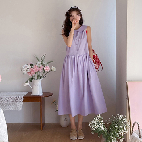 Jed-O 可爱圆领无袖连衣裙 [尺码：F(55~66)]