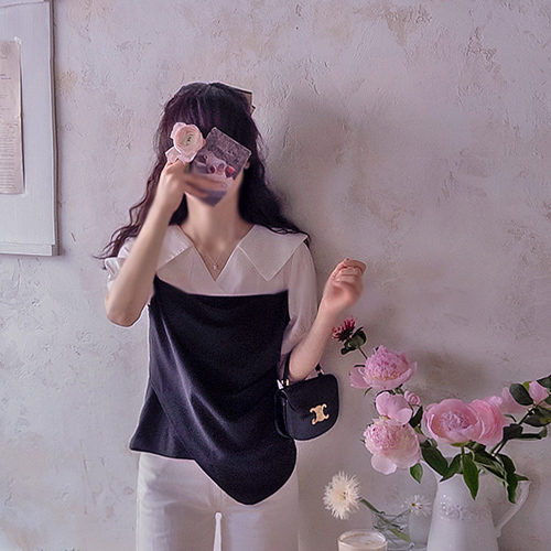 安豪可爱波浪纹免烫女式衬衫 [尺码：M(55)L(66~77)]