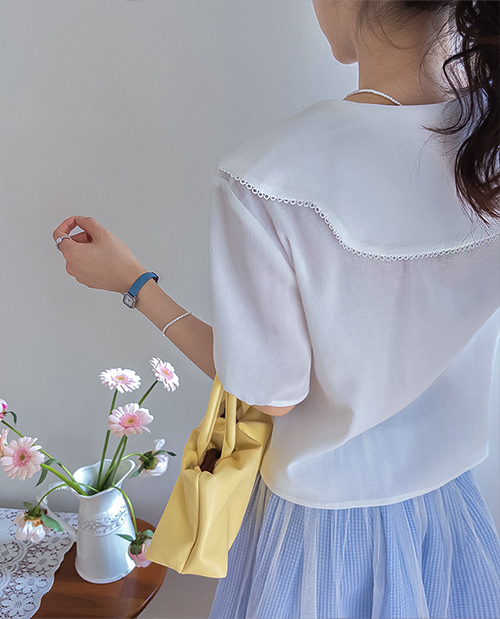 [LABEL] Gemma Lovely Wavy Collar Double Collar Women's Shirt [size:F(55~66)]