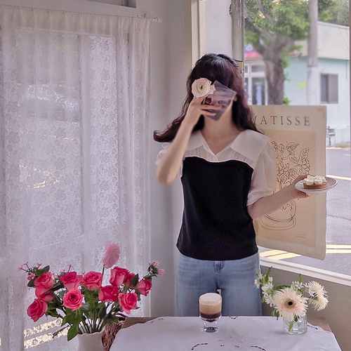 Werner Style 弹力氨纶撞色精致女式衬衫 [尺码：F(55~66)]