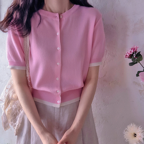 【LABEL】新款 Chricel 撞色修身轻薄凉感开衫 [尺码：F(55~66)]