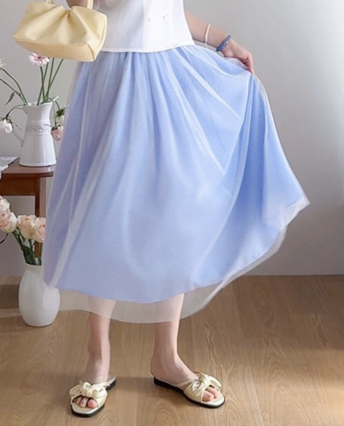 【双面可穿/吸睛造型】Flove 紧身印花奢华薄纱半身裙【尺码：F(55~66)】