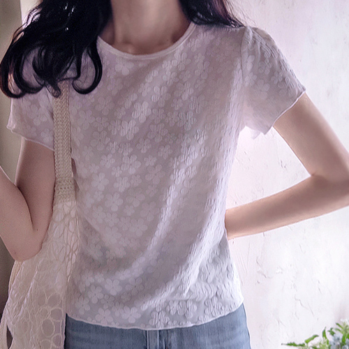 Julie Flower 可爱弹力氨纶夏季T恤 [尺码：F(55~66)] 